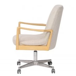 Mørteens Chaise de bureau Burns - Tissu tissé / Chêne massif / Métal - Crème / Chêne clair / Argenté -Chaises Soldes 2022 1000288193 220610 035 DETAILS P000000001000288193