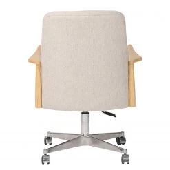 Mørteens Chaise de bureau Burns - Tissu tissé / Chêne massif / Métal - Crème / Chêne clair / Argenté -Chaises Soldes 2022 1000288193 220610 045 DETAILS P000000001000288193