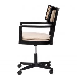 Mørteens Fauteuil de bureau Devon - Tissu / Frêne massif / Rotin - Crème / Frêne noir / Noir -Chaises Soldes 2022 1000288194 220610 035 DETAILS P000000001000288194