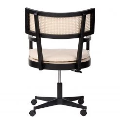 Mørteens Fauteuil de bureau Devon - Tissu / Frêne massif / Rotin - Crème / Frêne noir / Noir -Chaises Soldes 2022 1000288194 220610 045 DETAILS P000000001000288194