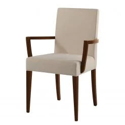 Red Living Chaise à accoudoirs Camillas II - Tissu structuré / Hêtre massif- Beige / Imitation noyer