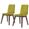 Norrwood Chaises capitonnées Nami (lot de 2) - Vert kiwi - Imitation noyer -Chaises Soldes 2022 1000299017 211019 11163800077 IMAGE P000000001000299017