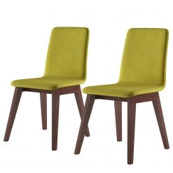 Norrwood Chaises capitonnées Nami (lot de 2) - Vert kiwi - Imitation noyer