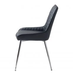 Red Living Chaises capitonnées Dela III (lot de 2) - Imitation cuir / Fer - Noir / Chrome -Chaises Soldes 2022 1000303597 211117 16473800065 DETAILS P000000001000303597