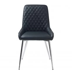 Red Living Chaises capitonnées Dela III (lot de 2) - Imitation cuir / Fer - Noir / Chrome -Chaises Soldes 2022 1000303597 211117 16473800067 DETAILS P000000001000303597