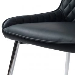 Red Living Chaises capitonnées Dela III (lot de 2) - Imitation cuir / Fer - Noir / Chrome -Chaises Soldes 2022 1000303597 211117 16473800071 DETAILS P000000001000303597