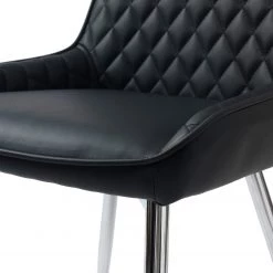 Red Living Chaises capitonnées Dela III (lot de 2) - Imitation cuir / Fer - Noir / Chrome -Chaises Soldes 2022 1000303597 211117 16473800073 DETAILS P000000001000303597