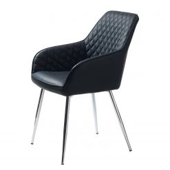 Red Living Chaises à accoudoirs Dela III (lot de 2) - Imitation cuir / Fer - Noir / Chrome -Chaises Soldes 2022 1000303600 211117 16473800082 DETAILS P000000001000303600