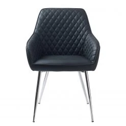 Red Living Chaises à accoudoirs Dela III (lot de 2) - Imitation cuir / Fer - Noir / Chrome -Chaises Soldes 2022 1000303600 211117 16473800084 DETAILS P000000001000303600