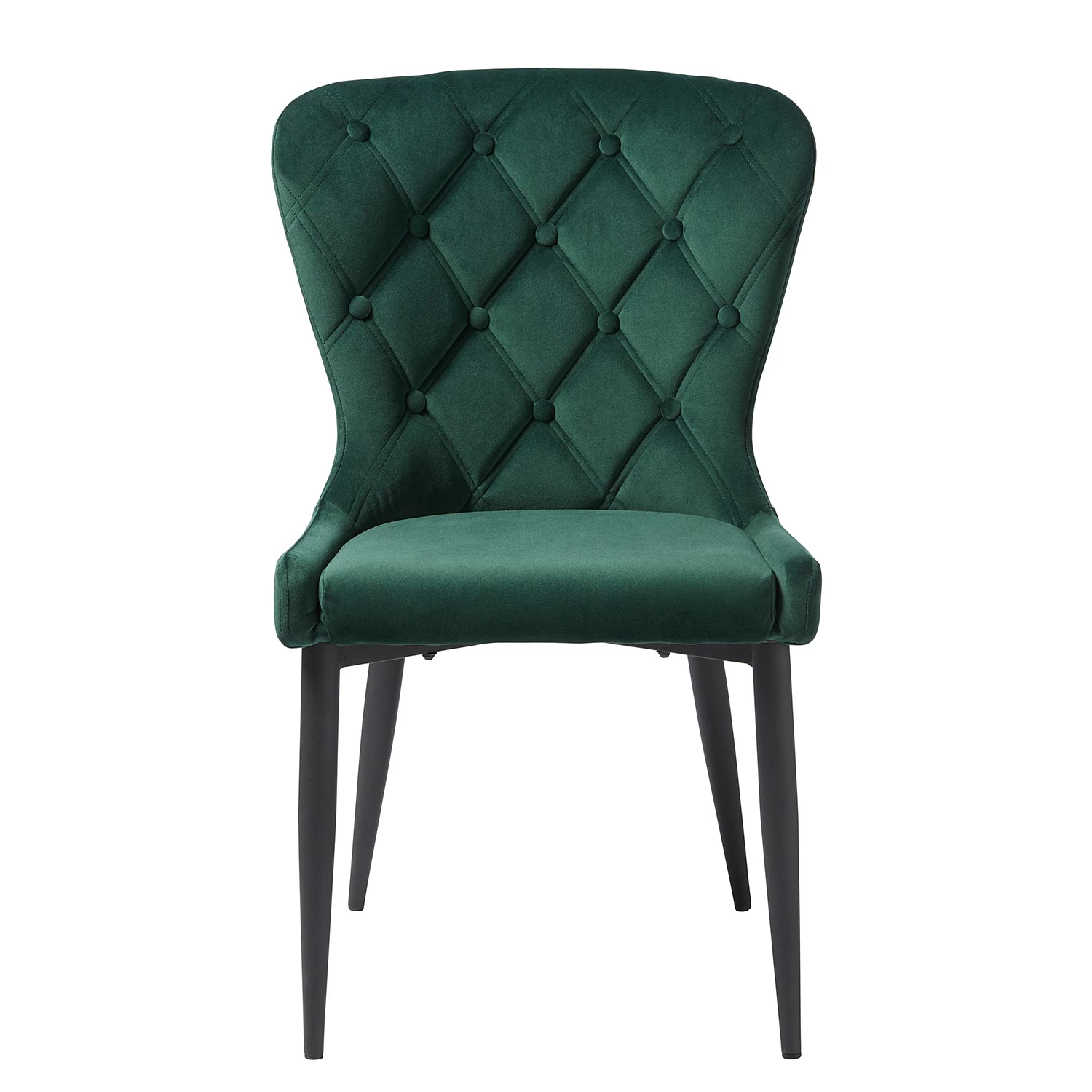 Red Living Chaises capitonnées Kaman (lot de 2) - Velours / Fer - Vert foncé / Noir 11 Red Living Chaises capitonnées Kaman (lot de 2) - Velours / Fer - Vert foncé / Noir – Image 9