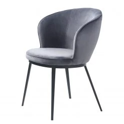 Red Living Chaise Ă accoudoirs Cheia II - Velours / Fer - Gris clair / Noir