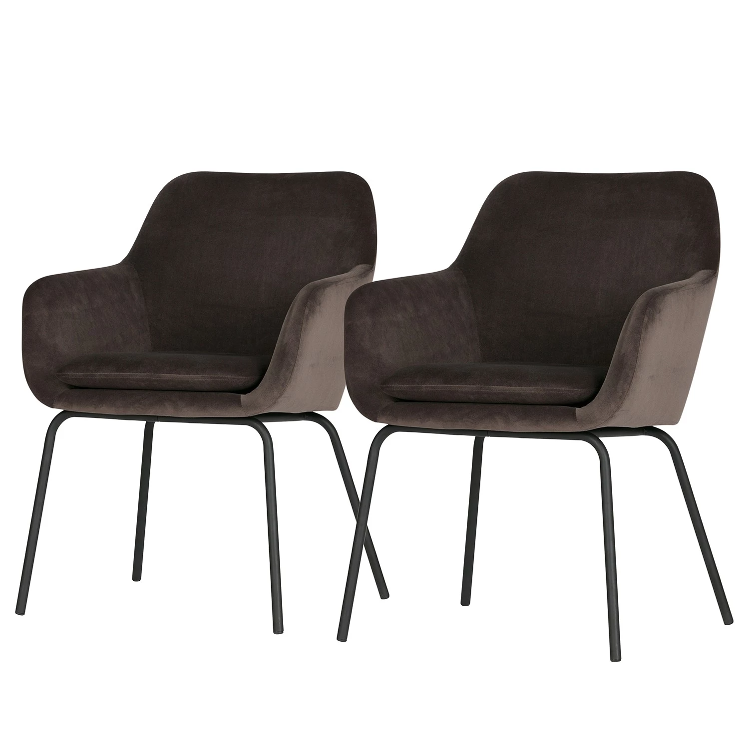 Red Living Chaises à accoudoirs Malik (lot de 2) - Gris marron 3 Red Living Chaises à accoudoirs Malik (lot de 2) - Gris marron
