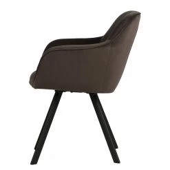 Red Living Chaises à accoudoirs Livia (lot de 2) - Velours / Acier - Marron gris / Noir -Chaises Soldes 2022 1000303853 211105 13105200077 DETAILS P000000001000303853