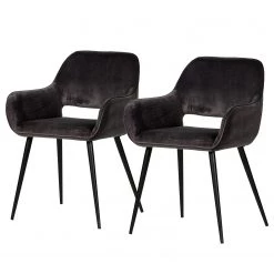 Red Living Chaises Ă accoudoirs Avril (lot de 2) - Gris marron