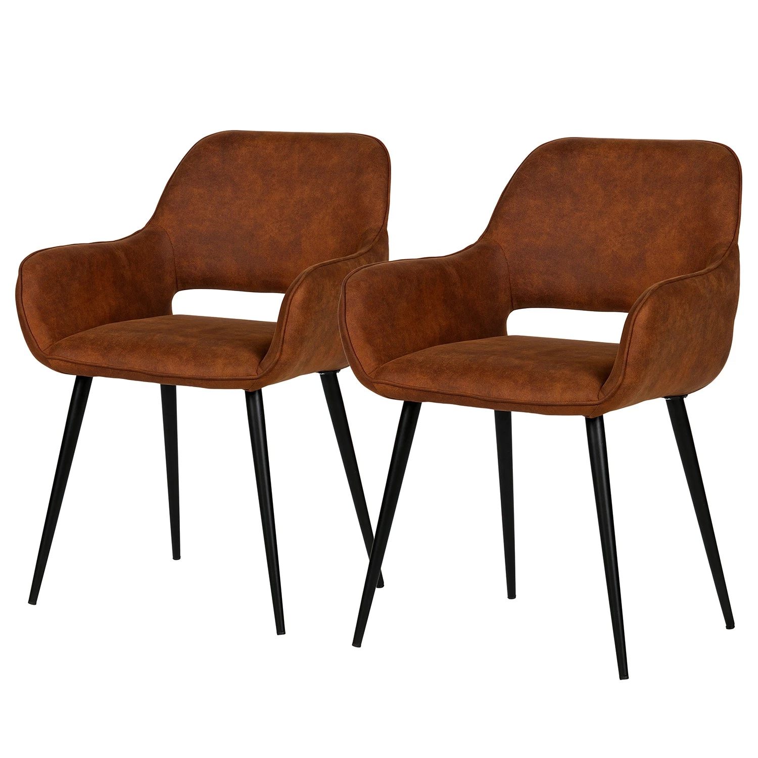 Red Living Chaises à accoudoirs Avril II (lot de 2) - Microfibre / Acier - Marron vintage / Noir 3 Red Living Chaises à accoudoirs Avril II (lot de 2) - Microfibre / Acier - Marron vintage / Noir