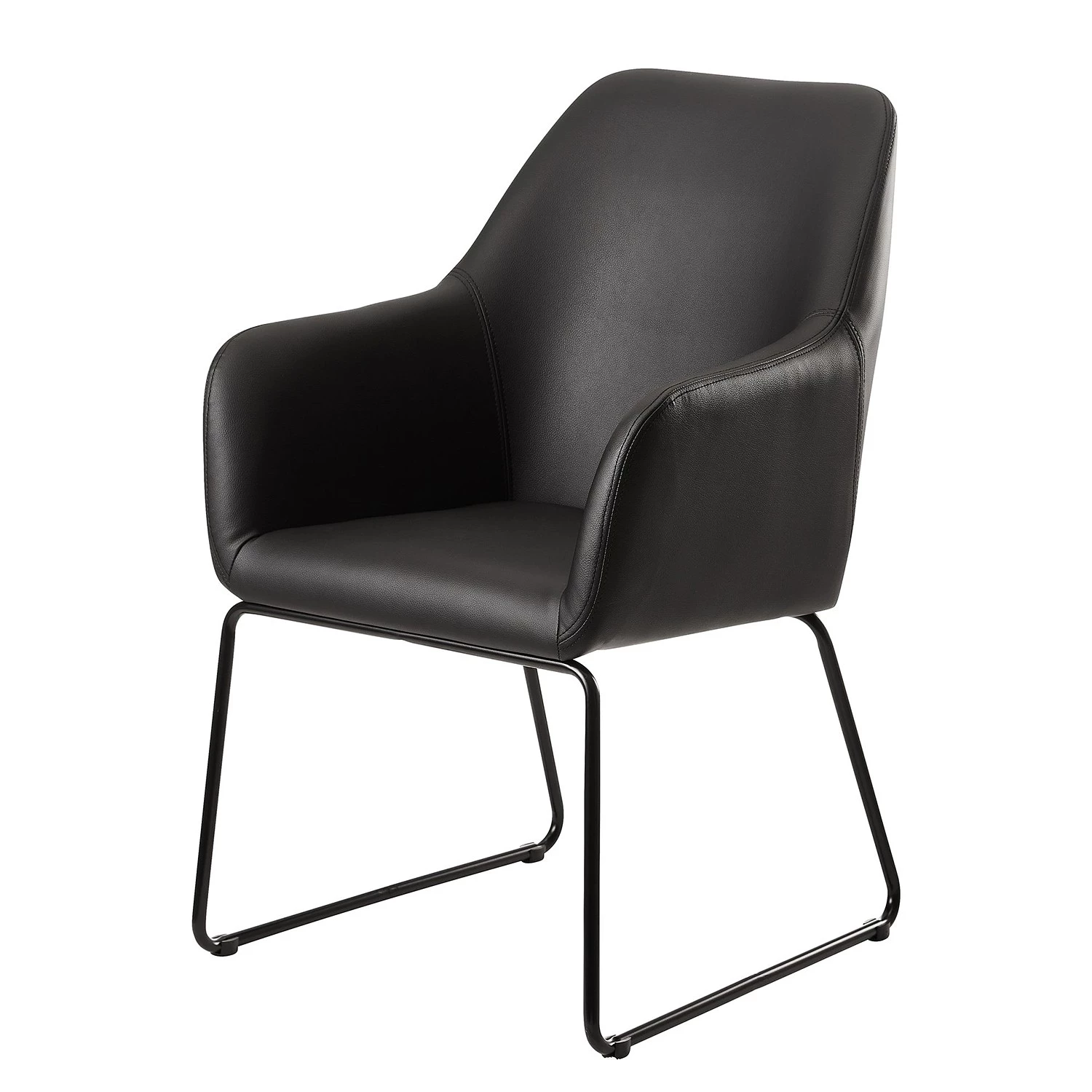 Loftscape Chaise à accoudoirs Fradou III - Imitation cuir / Fer - Noir 3 Loftscape Chaise à accoudoirs Fradou III - Imitation cuir / Fer - Noir