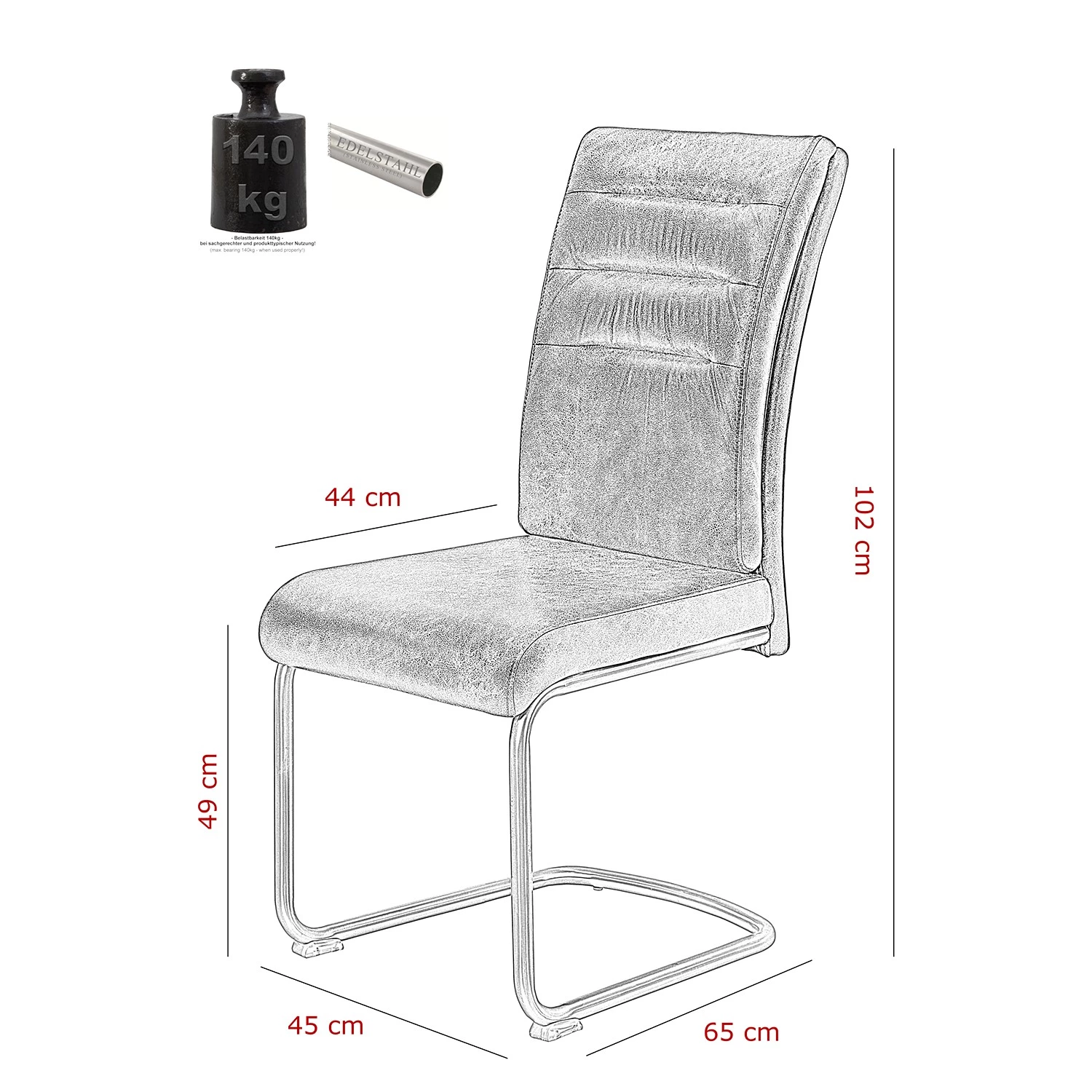 Loftscape Chaise cantilever Witney - Marron vintage - Lot de 2 8 Loftscape Chaise cantilever Witney - Marron vintage - Lot de 2 – Image 6