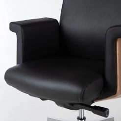 Fredriks Chaise de bureau Weld - Cuir véritable / Plaqué noyer / Métal - Noir / noyer / Aluminium -Chaises Soldes 2022 1000310647 220826 036 DETAILS P000000001000310647