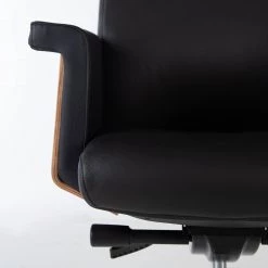 Fredriks Chaise de bureau Weld - Cuir véritable / Plaqué noyer / Métal - Noir / noyer / Aluminium -Chaises Soldes 2022 1000310647 220826 037 DETAILS P000000001000310647