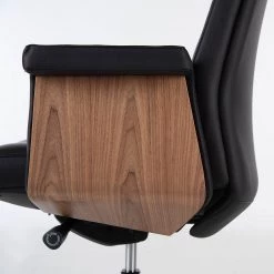 Fredriks Chaise de bureau Weld - Cuir véritable / Plaqué noyer / Métal - Noir / noyer / Aluminium -Chaises Soldes 2022 1000310647 220826 039 DETAILS P000000001000310647