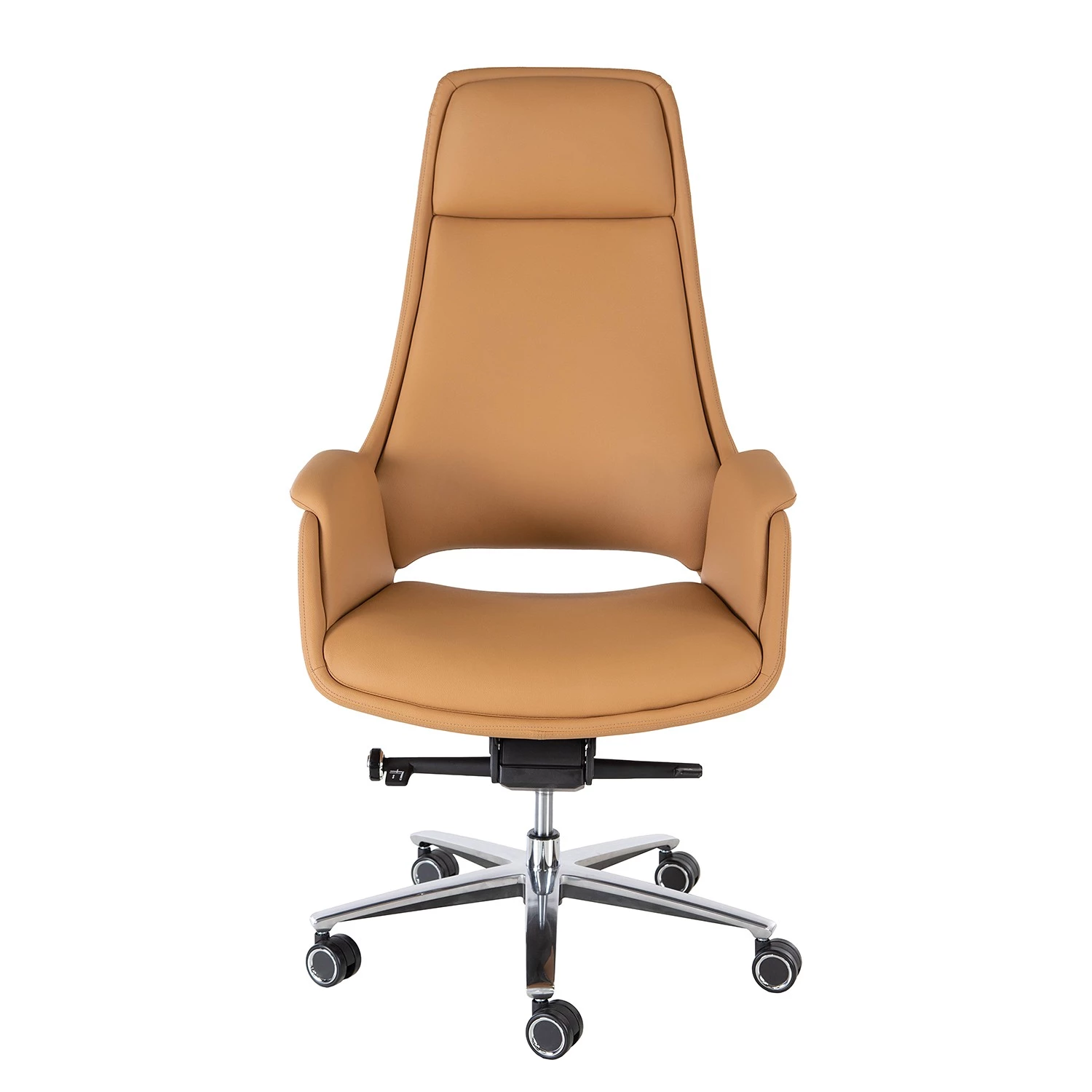 Fredriks Chaise de bureau Zore - Imitation cuir / Métal - Cognac / Aluminium 4 Fredriks Chaise de bureau Zore - Imitation cuir / Métal - Cognac / Aluminium – Image 2