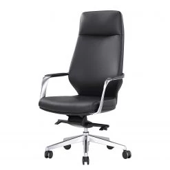 Fredriks Chaise de bureau Lavaur - Imitation cuir / Aluminium - Noir / Argenté