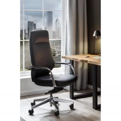 Fredriks Chaise de bureau Lavaur - Imitation cuir / Aluminium - Noir / Argenté -Chaises Soldes 2022 1000312403 211130 131604000024 MOOD DETAILS P000000001000312403 mood