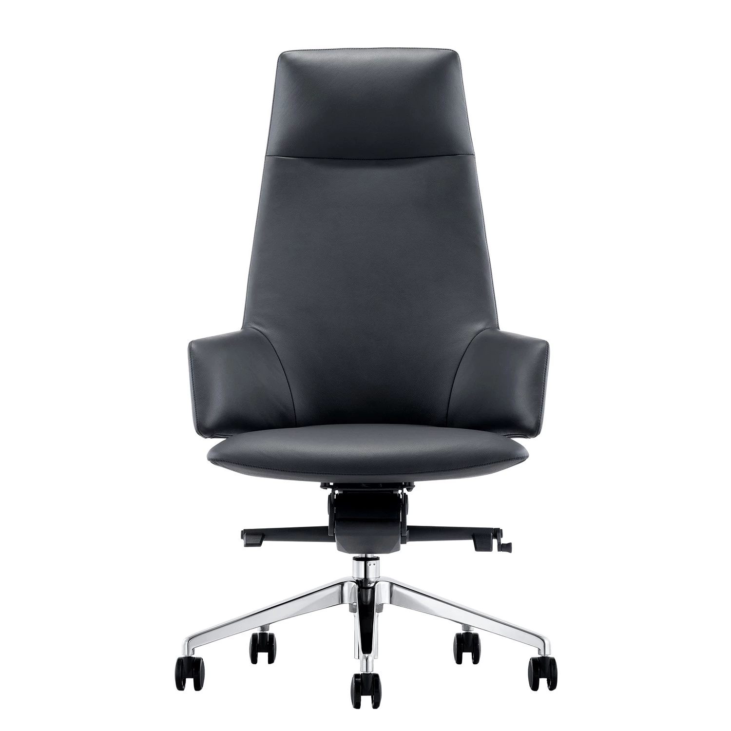 Fredriks Chaise de bureau Lowa - Cuir véritable / Aluminium - Noir / Argenté 4 Fredriks Chaise de bureau Lowa - Cuir véritable / Aluminium - Noir / Argenté – Image 2