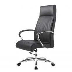 Fredriks Chaise de bureau Lazaro - Cuir véritable / Aluminium - noir / chrome