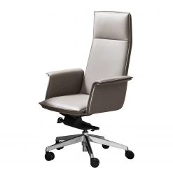 Fredriks Chaise de bureau Lylia - Cuir véritable / Aluminium - Gris sable / Argenté