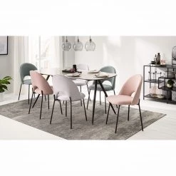 Mørteens Chaise capitonnée Ikley - Tissu / Métal - Noir - Gris menthe - Lot de 2 -Chaises Soldes 2022 1000312593 211210 092458000118 MOOD DETAILS P000000001000312593 mood