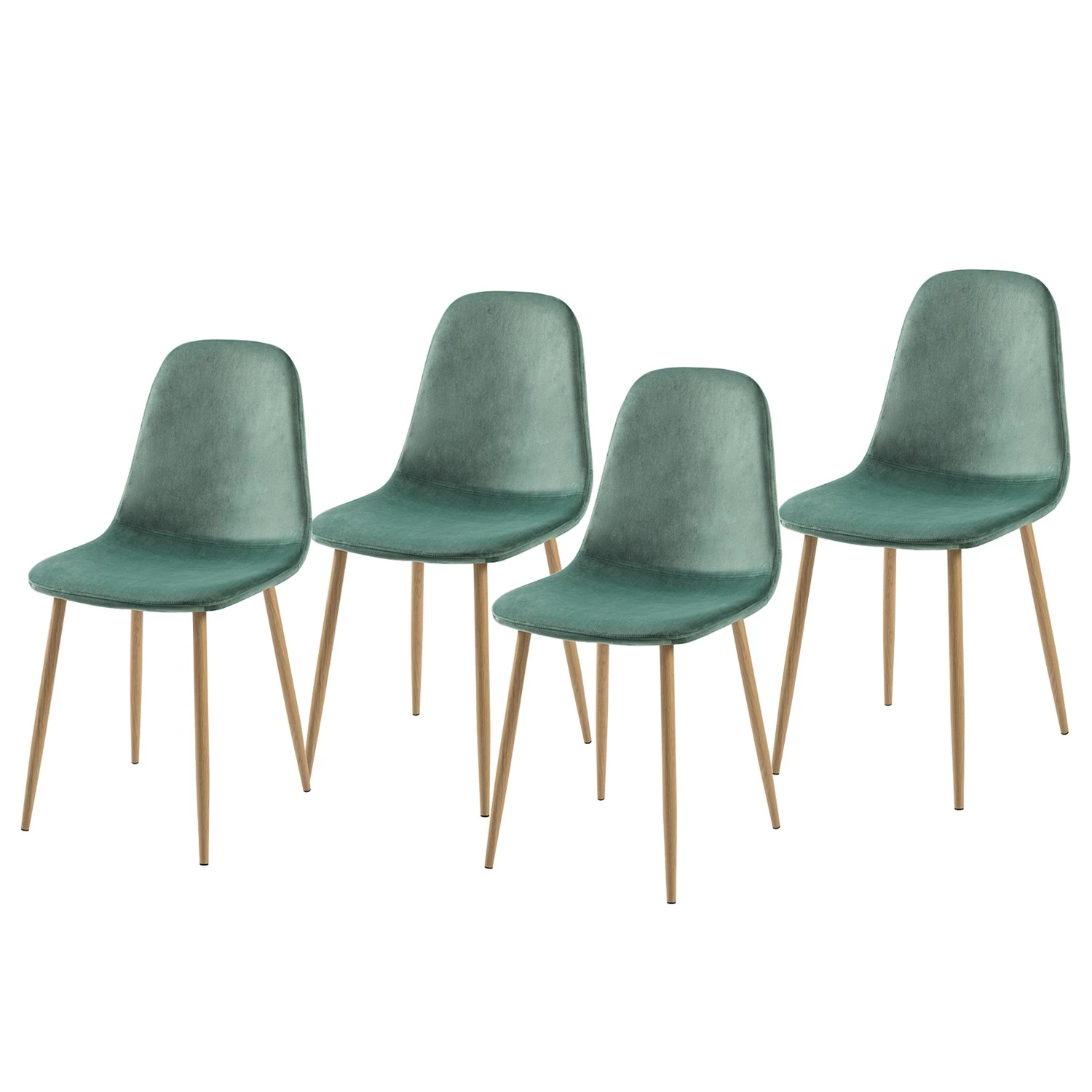 Jack & Alice Chaise capitonnée Iskmo VIII - Velours / Metall - Imitation chêne - Vert menthe - Lot de 4 3 Jack & Alice Chaise capitonnée Iskmo VIII - Velours / Metall - Imitation chêne - Vert menthe - Lot de 4