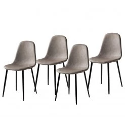 Mørteens Chaise capitonnée Iskmo VII - Imitation cuir / Métal - Noir - Taupe - Lot de 4
