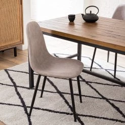 Mørteens Chaise capitonnée Iskmo VII - Imitation cuir / Métal - Noir - Taupe - Lot de 4 -Chaises Soldes 2022 1000312597 211210 09245800167 MOOD DETAILS P000000001000312597 mood