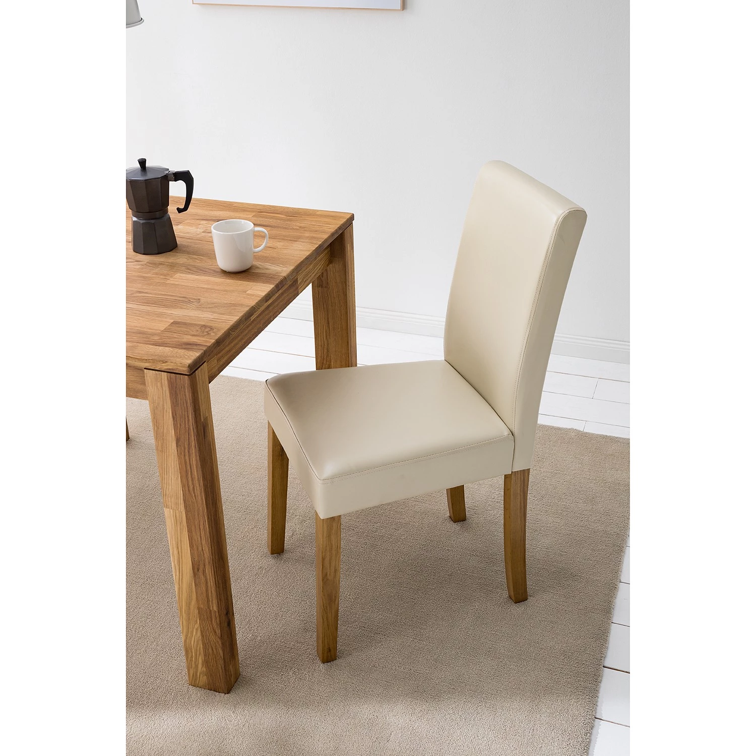 Ars Natura Chaise capitonnée Nella I - Beige - Lot de 4 5 Ars Natura Chaise capitonnée Nella I - Beige - Lot de 4 – Image 3