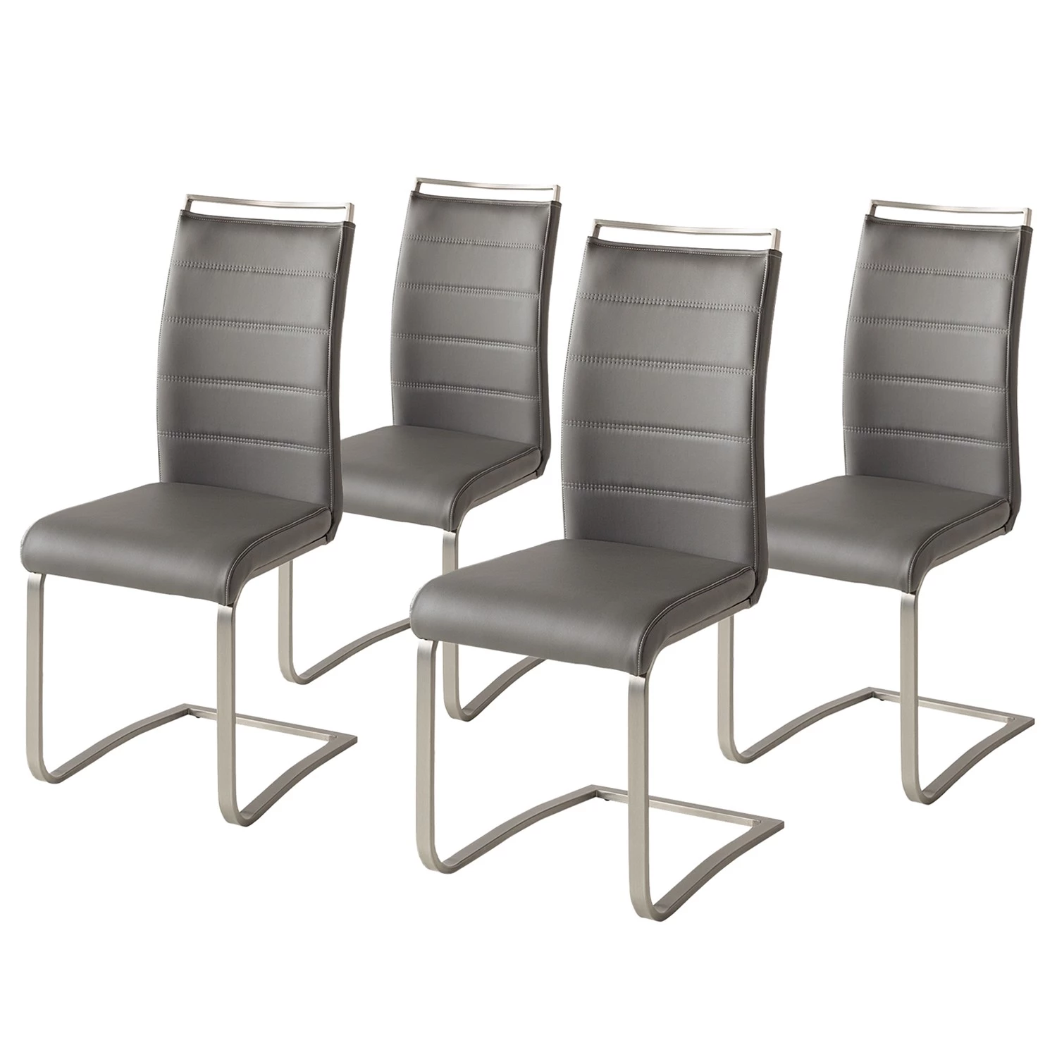 Fredriks Chaise cantilever Lezuza - Cuir synthétique Leja: Gris - Lot de 4 3 Fredriks Chaise cantilever Lezuza - Cuir synthétique Leja: Gris - Lot de 4
