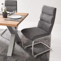 Fredriks Chaise cantilever Abenra - Tissu structuré / Acier - Acier inoxydable - Gris - Lot de 4 -Chaises Soldes 2022 1000313233 211209 14223300123 MOOD DETAILS P000000001000313233 mood