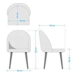 Jack & Alice Chaise capitonnée Farum - Velours / Acier - Noir - Velours Zala: Rose vieilli - Lot de 2 -Chaises Soldes 2022 1000313393 211208 121803000526 SKETCH DETAILS P000000001000313393 sketch