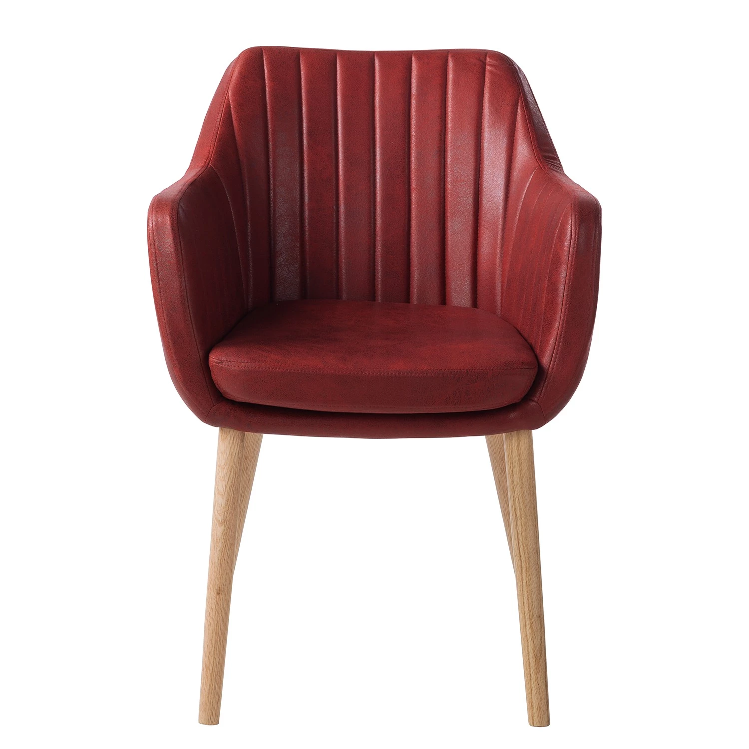 Mørteens Chaise à accoudoirs Leedy IV - Imitation cuir / Chêne massif - Rouge cerise - Lot de 2 5 Mørteens Chaise à accoudoirs Leedy IV - Imitation cuir / Chêne massif - Rouge cerise - Lot de 2 – Image 3