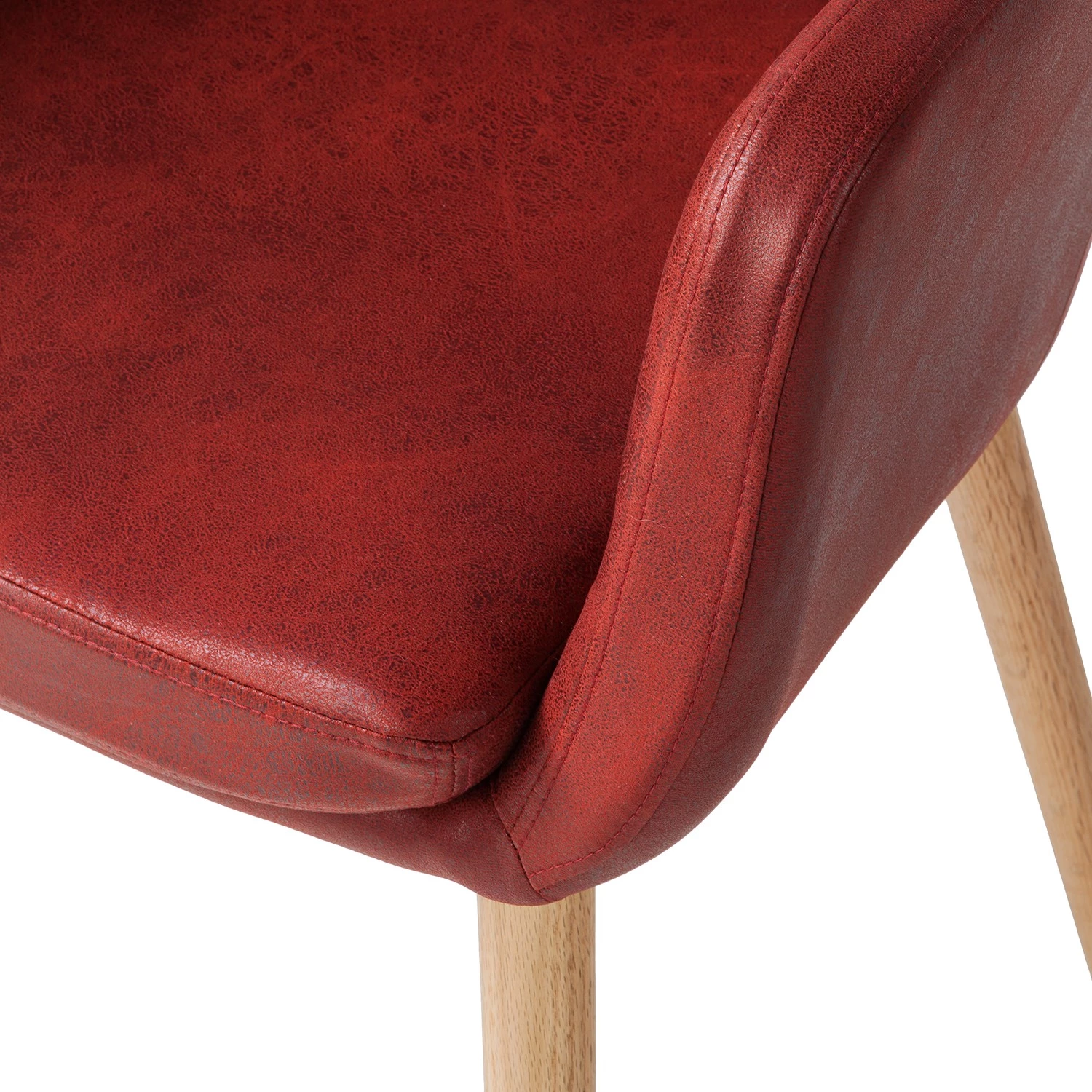 Mørteens Chaise à accoudoirs Leedy IV - Imitation cuir / Chêne massif - Rouge cerise - Lot de 2 9 Mørteens Chaise à accoudoirs Leedy IV - Imitation cuir / Chêne massif - Rouge cerise - Lot de 2 – Image 7