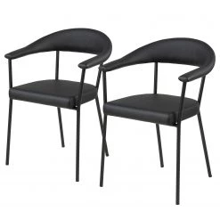 Loftscape Chaises Ă accoudoirs Otava (lot de 2) - Imitation cuir / Fer - Noir