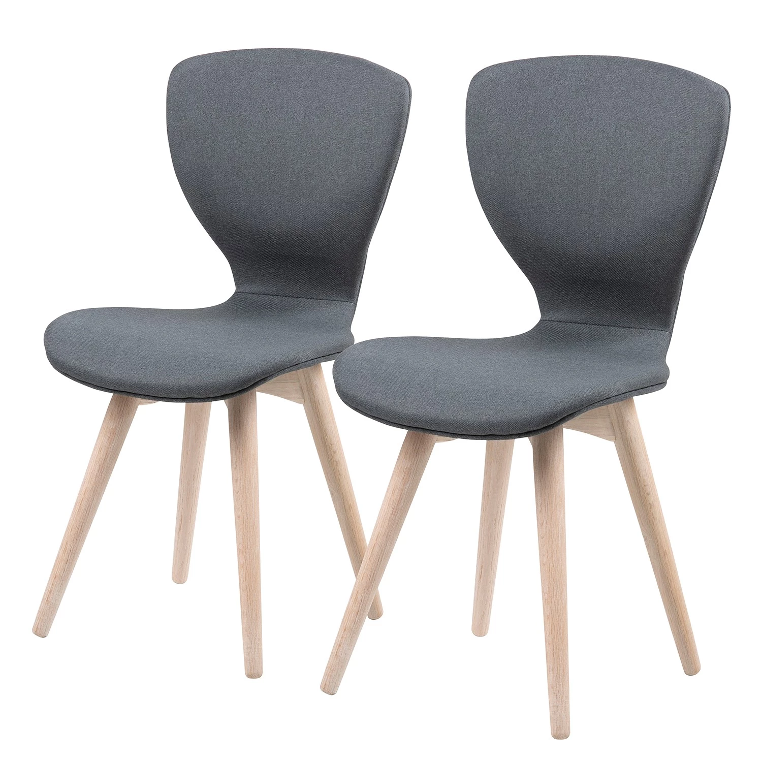 Loftscape Chaises capitonnées Monreale (lot de 2) - Tissu / Chêne massif - Gris / Chêne 3 Loftscape Chaises capitonnées Monreale (lot de 2) - Tissu / Chêne massif - Gris / Chêne