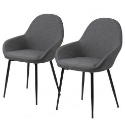 Loftscape Chaises Ă accoudoirs Kia II (lot de 2) - Tissu / Fer - Gris / Noir