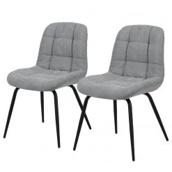 Loftscape Chaises capitonnées Oline (lot de 2) - Tissu / Fer - Gris clair / Noir