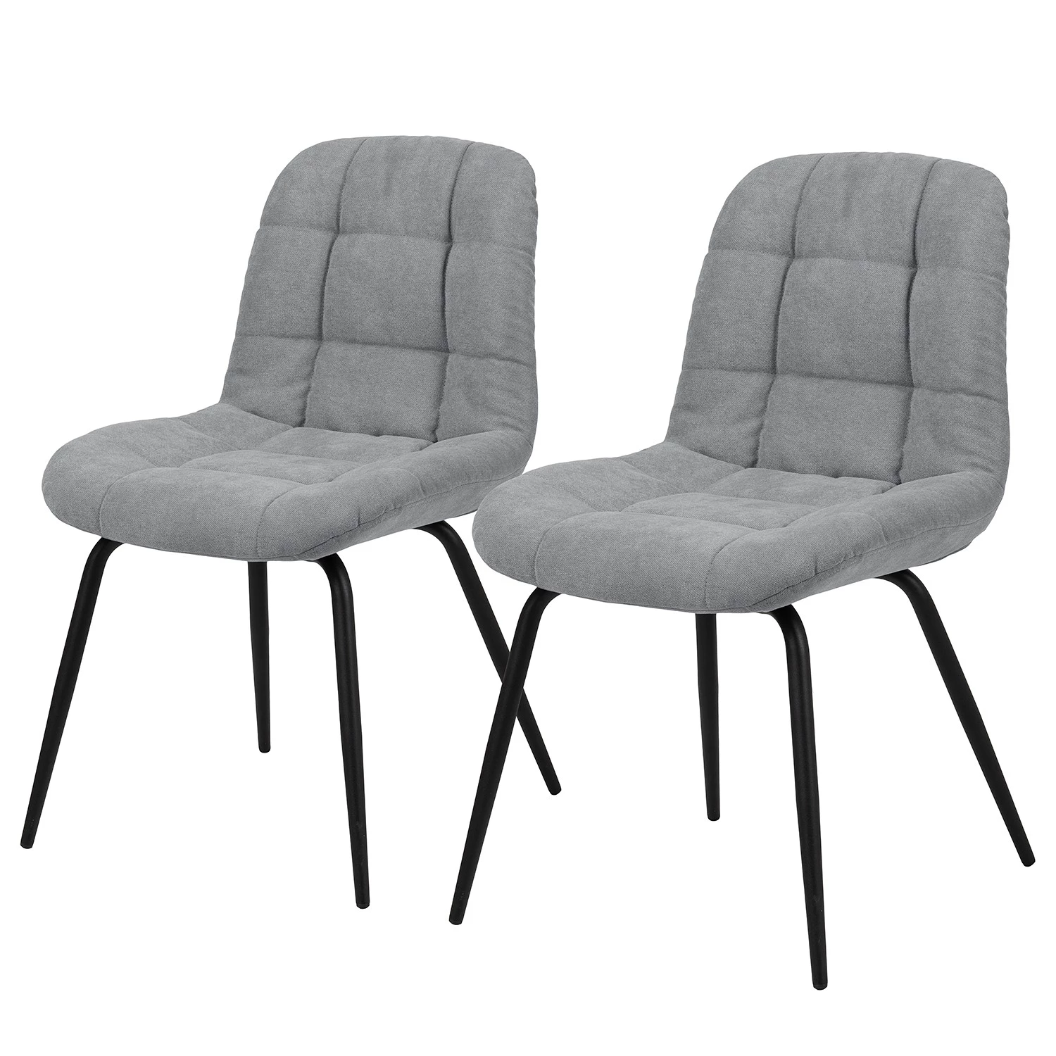 Loftscape Chaises capitonnées Oline (lot de 2) - Tissu / Fer - Gris clair / Noir 3 Loftscape Chaises capitonnées Oline (lot de 2) - Tissu / Fer - Gris clair / Noir