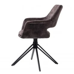 Loftscape Chaises à accoudoirs Moala II (lot de 2) - Velours / Acier - Gris vintage / Noir -Chaises Soldes 2022 1000329352 220203 161419000040 DETAILS P000000001000329352