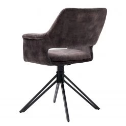 Loftscape Chaises à accoudoirs Moala II (lot de 2) - Velours / Acier - Gris vintage / Noir -Chaises Soldes 2022 1000329352 220203 161419000050 DETAILS P000000001000329352