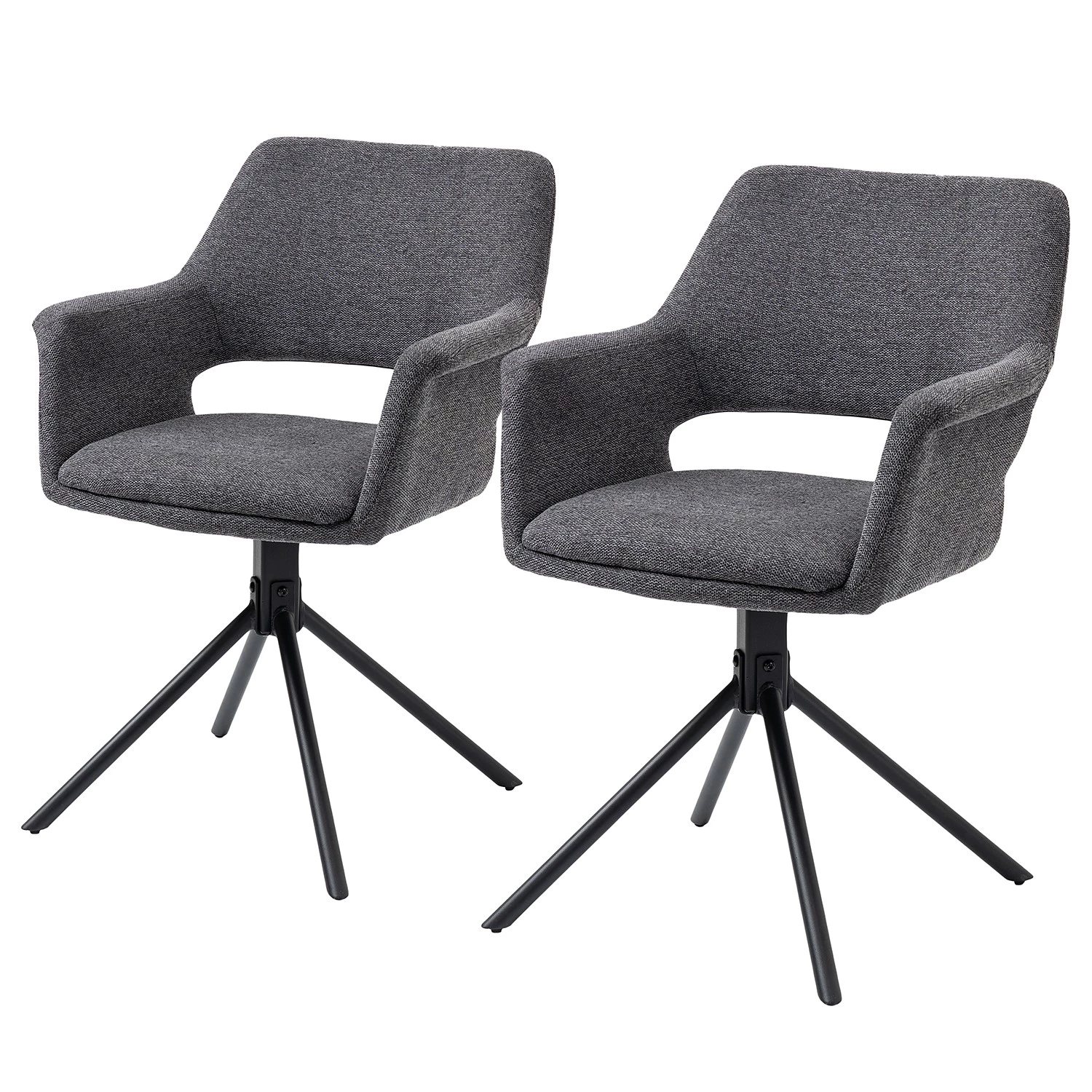 Loftscape Chaise à accoudoirs Keldur II (lot de 2) - Tissu / Acier - Gris / Noir 3 Loftscape Chaise à accoudoirs Keldur II (lot de 2) - Tissu / Acier - Gris / Noir