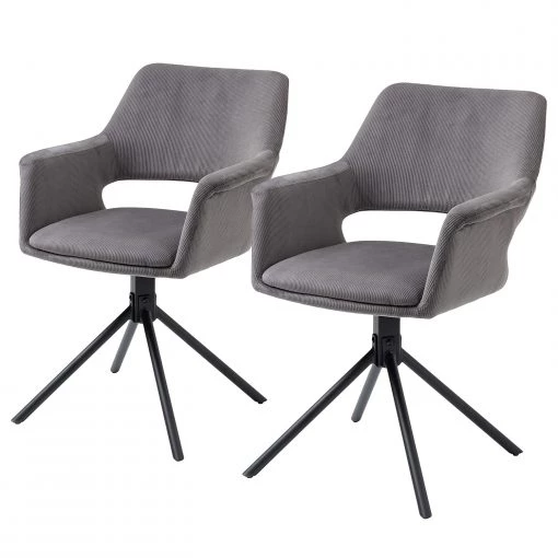 Loftscape Chaises à accoudoirs Keldur I (lot de 2) - Corde / Acier - Gris / Noir -Chaises Soldes 2022 1000329356 220203 16142000010 IMAGE P000000001000329356
