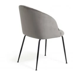 Loftscape Chaises Lumi III (lot de 2) - Velours / Acier - Gris / Noir -Chaises Soldes 2022 1000340198 220414 035 DETAILS P000000001000340198